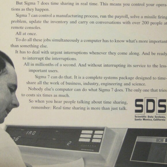 Vintage Scientific Data Systems Sigma 7 Advertisement Print 1960s - Picture 2 of 2